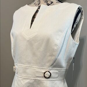 Tahari Career White Sleeveless Dress